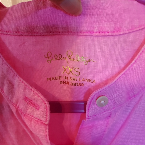 Lilly Pulitzer Briette Button Down Hot Pink Isle 100% Seacoast Linen XXS… - Picture 6 of 16